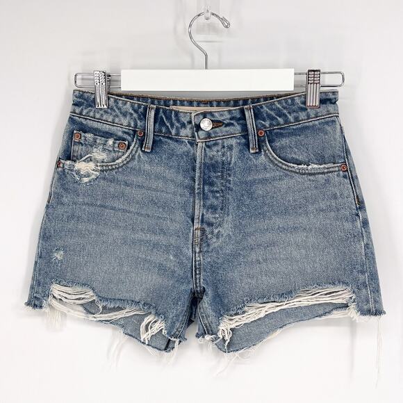 GRLFRND Helena High Rise Cutoff Denim Shorts Women’s Size 24 Newport Distressed - Picture 2 of 6